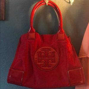 Red Tory Burch Elle Patent Mini Tote